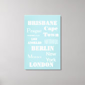 旅行先パーソナルブルーホワイトモダン キャンバスプリント (正面)