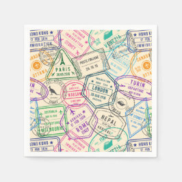 旅行切手バースデーパーティー スタンダードカクテルナプキン