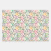 旅行切手バースデーパーティー ラッピングペーパーシート (正面3)