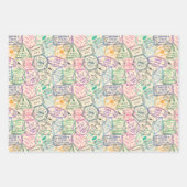 旅行切手バースデーパーティー ラッピングペーパーシート (正面)