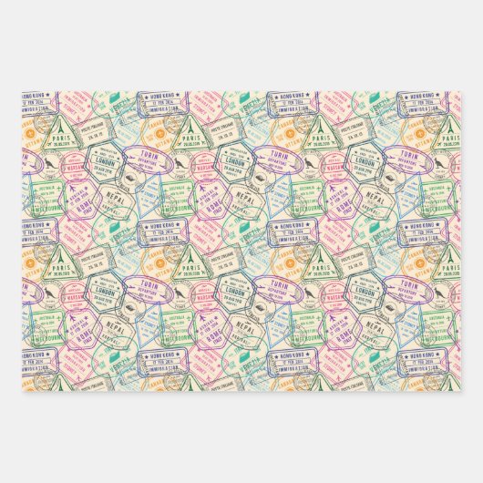 旅行切手バースデーパーティー ラッピングペーパーシート (正面)