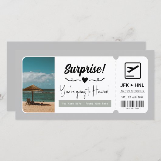 旅行券ギフト証明書驚きの休暇 (正面/裏面)