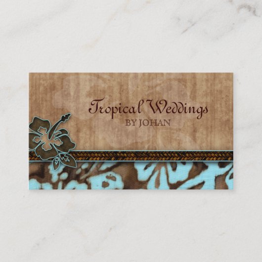 旅行名刺のハイビスカスの花の青 名刺 (正面)