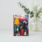 旅行名刺-カラフルなスーツケース 名刺 (スタンド正面)