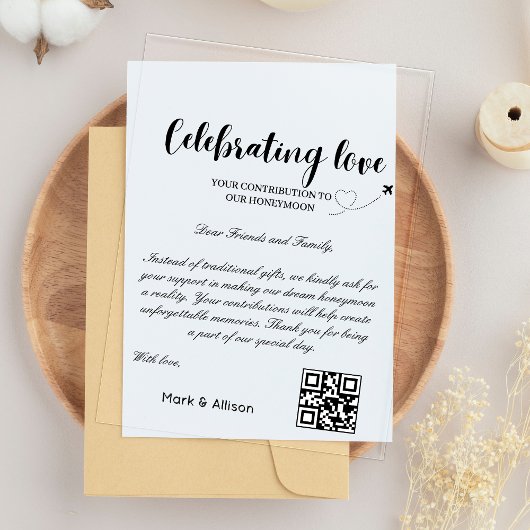 旅行基金要求Qrコードハネムーン基金 アクリル招待状