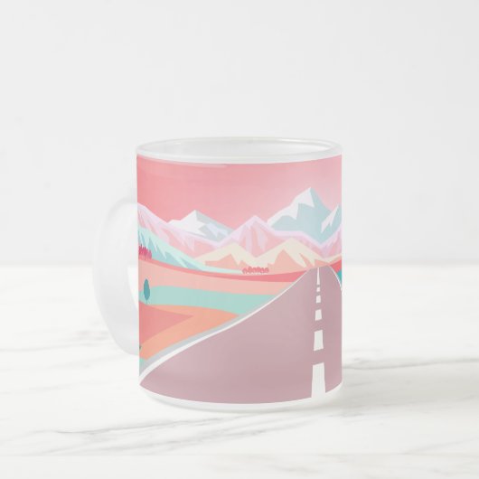 旅行夏サンセットスカイロードトリップロッキーマウンテン フロストグラスマグカップ (正面左)