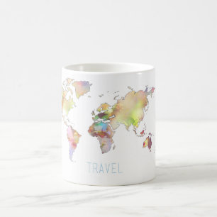 旅行多彩な世界地図のマグ コーヒーマグカップ