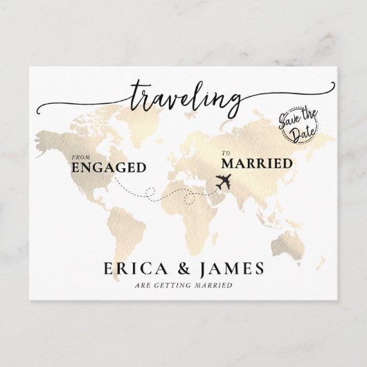 旅行婚約したの保存結婚した開始日 ポストカード (正面)