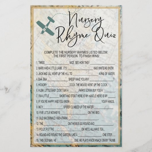 旅行子供部屋韻クイズ赤ちゃんシャワーゲーム (正面)