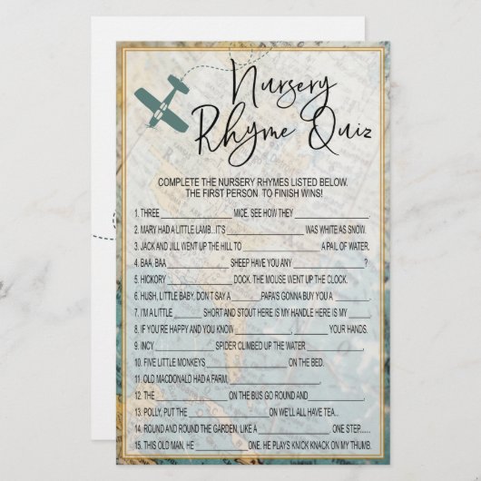 旅行子供部屋韻クイズ赤ちゃんシャワーゲーム (正面/裏面)