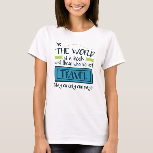 旅行引用文ザ・ワールドは本 Tシャツ (正面)