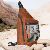 旅行引用文モノグラムあなたの写真Boho Rust スリングバッグ