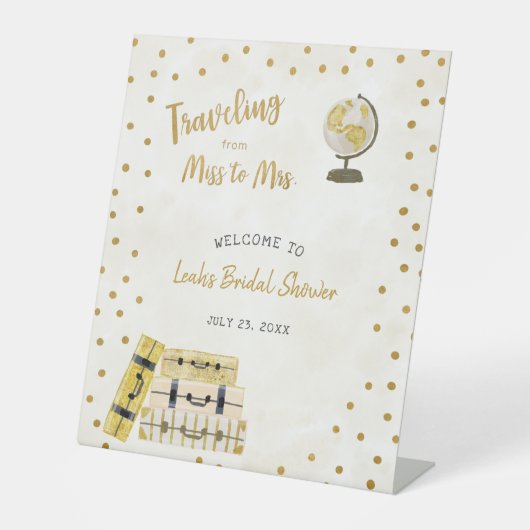 旅行恋しく思からミセスブライダルシャワー徴候 台座サイン (正面)