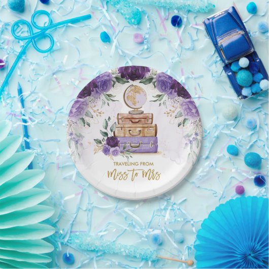 旅行恋しく思からミセス・パープルブライダルシャワー ペーパープレート (パーティー)