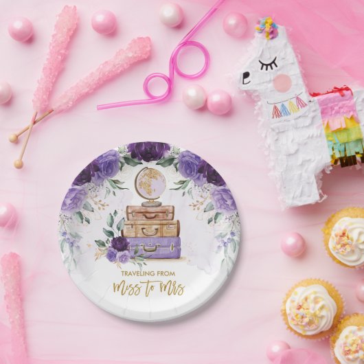旅行恋しく思からミセス・パープルブライダルシャワー ペーパープレート (パーティー)