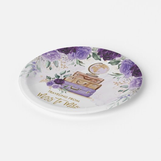 旅行恋しく思からミセス・パープルブライダルシャワー ペーパープレート (アングル)