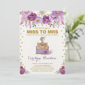 旅行恋しく思スーツケースパープルブライダルシャワーへ 招待状 (スタンド正面)