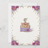 旅行恋しく思スーツケースパープルブライダルシャワーへ 招待状 (裏面)