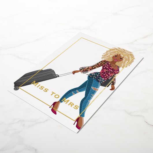 旅行恋しく思バチェロレッテフォイル・インビタット夫人 箔招待状 (回転した状態)