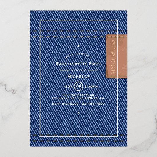 旅行恋しく思バチェロレッテフォイル・インビタット夫人 箔招待状 (裏面)