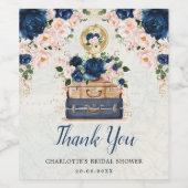 旅行恋しく思ーミセス・ネイビー赤面ブライダルシャワー ワインラベル (シングルラベル)