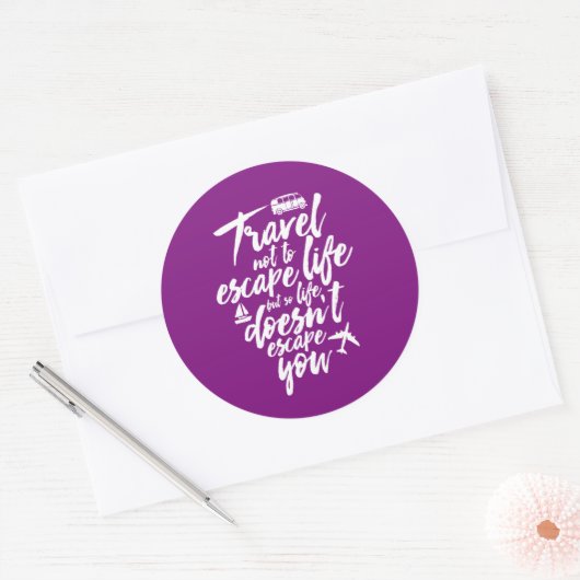 旅行感動的引用文ライフがあなたを逃さない ラウンドシール (封筒)
