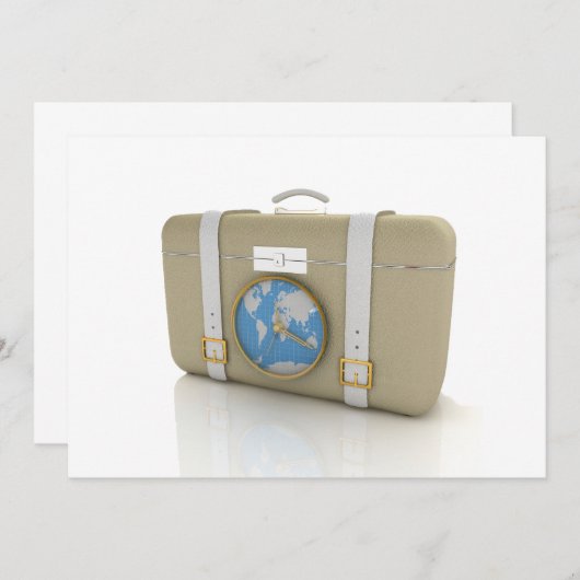 旅行招待状のためのスーツケース 招待状 (正面/裏面)