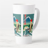 旅行日本の観光ポスター1930sアールデコ少女 カフェラテマグ (右アングル)