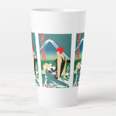 旅行日本の観光ポスター1930sアールデコ少女 カフェラテマグ (正面)