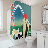 旅行日本の観光ポスター1930sアールデコ少女 シャワーカーテン (インサイチュ)