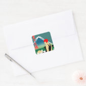 旅行日本の観光ポスター1930sアールデコ少女 スクエアシール (封筒)