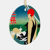 旅行日本の観光ポスター1930sアールデコ少女 セラミックオーナメント (右)