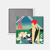 旅行日本の観光ポスター1930sアールデコ少女 マグネット (正面/裏面)