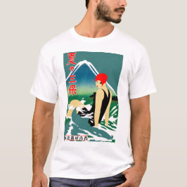 旅行日本の観光ポスター1930sアールデコ少女 tシャツ