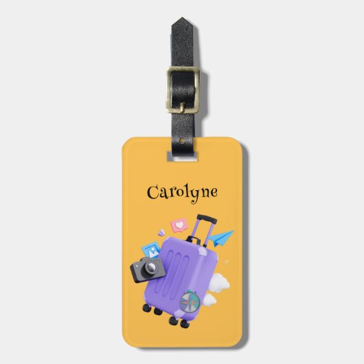 旅行時間のカスタム文字 ラゲッジタグ (正面縦)