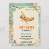 旅行機シャワー誕生日の招待 招待状 (正面/裏面)