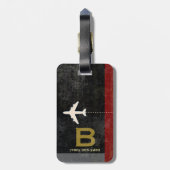 旅行機旅行業者名とイニシャル 男らし ラゲッジタグ (裏面縦)