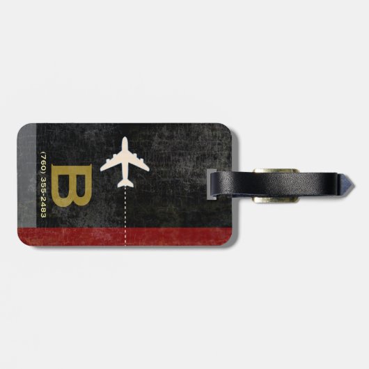 旅行機旅行業者名とイニシャル 男らし ラゲッジタグ (裏面横)