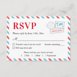 旅行機航空会社結婚式RSVPカードはがき 出欠カード