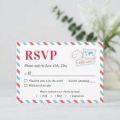 旅行機航空会社結婚式RSVPカードはがき 出欠カード (スタンド正面)