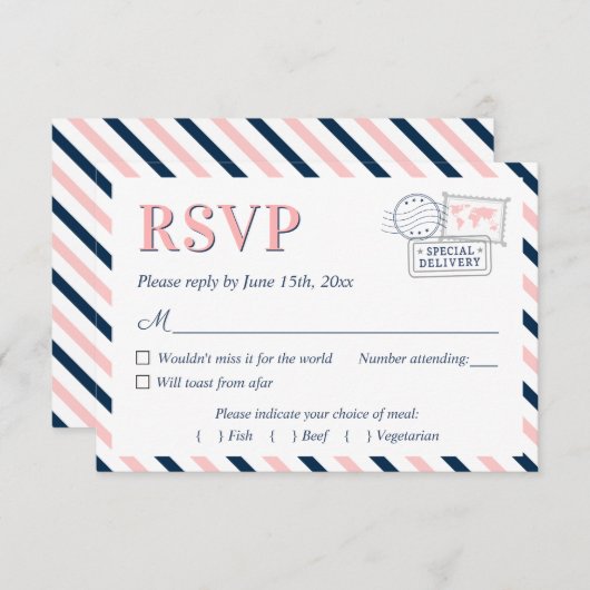 旅行機航空結婚婚約パーティ 出欠カード (正面/裏面)