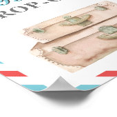 旅行機青い赤い荷物ギフトカードテーブル ポスター (角)