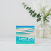 旅行海ビーチシーホワイトブルーQRビジネス スクエア名刺 (スタンド正面)