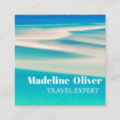 旅行海ビーチシーホワイトブルーQRビジネス スクエア名刺 (正面)