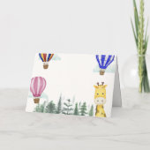 旅行熱気球ジャングルキリン赤ちゃんシャワー サンキューカード (裏面)