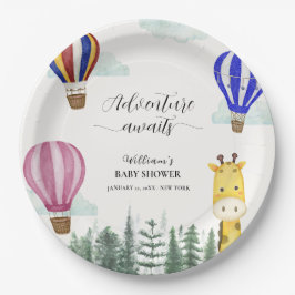 旅行熱気球ジャングルキリン赤ちゃんシャワー ペーパープレート