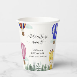 旅行熱気球ジャングルキリン赤ちゃんシャワー 紙コップ