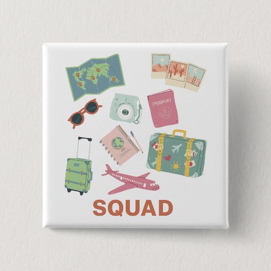 旅行班 – かわいい休暇の必需品 缶バッジ (正面)