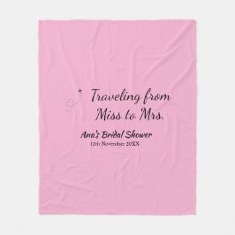 旅行用ブライズシャワーに名前と日付を追加してミスからミセスシムへ フリースブランケット