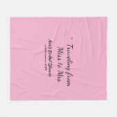 旅行用ブライズシャワーに名前と日付を追加してミスからミセスシムへ フリースブランケット (正面(横))